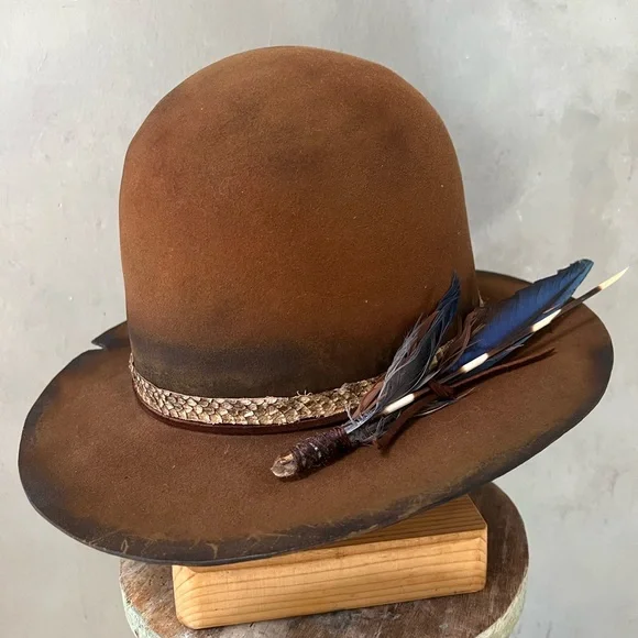 Custom Vintage Open Crown Hat Diamonds & Rust display picture 2